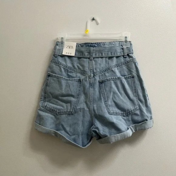 Zara Belted Denim Shorts US 2 - Picture 7 of 7